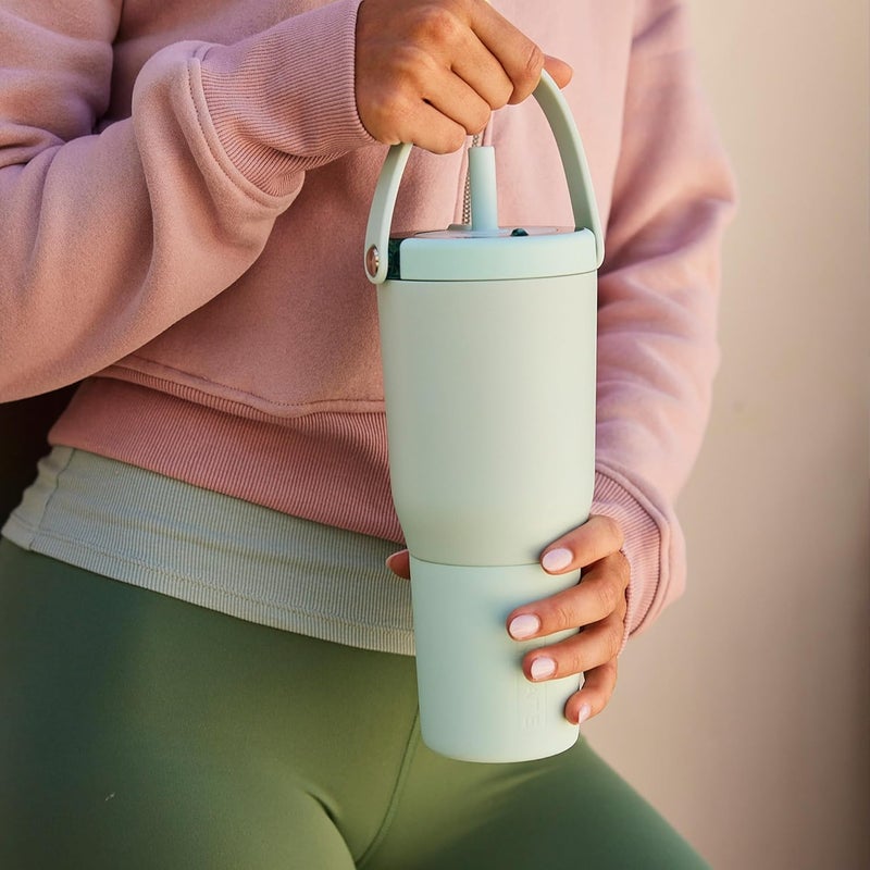 BrÃ¼Mate Resa 35oz 100% Leakproof Travel Tumbler w/Handle & Straw | Flexible SoftSip Straw | Silicone Sleeve for Durability | Stainless Steel | Cup Holder & Travel Friendly Water Bottle (Dark Aura) - Image 4